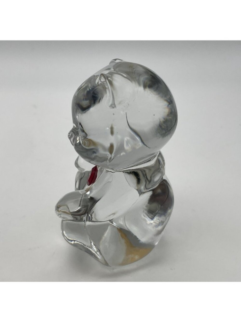 Fenton Art Glass January Birthstone Clear Bear Figurine Red Heart - Picture 3 of 7